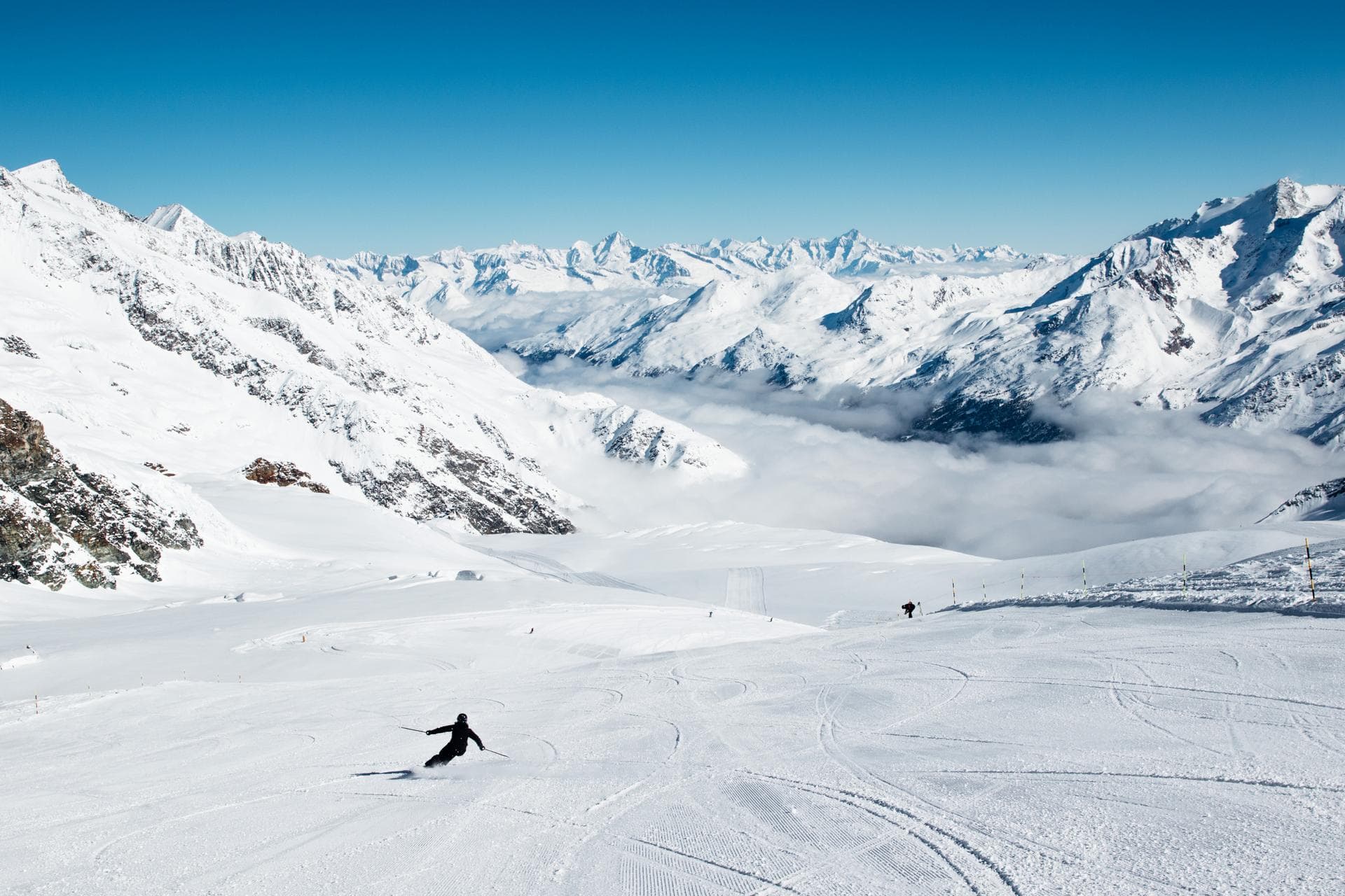 Skier on empty piste