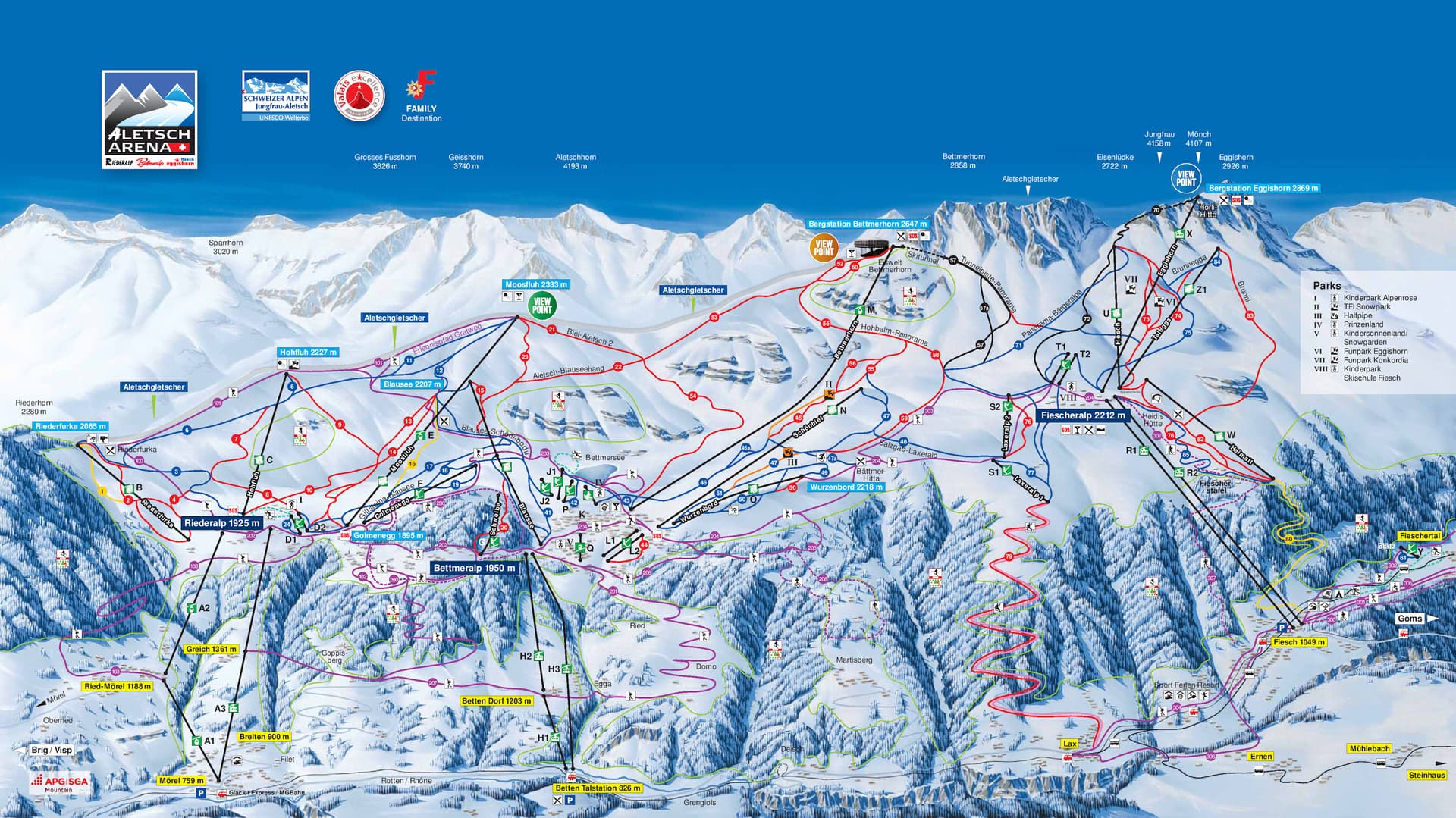 Riederalp ski map